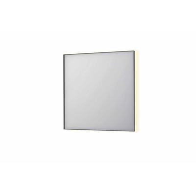 INK SP32 spiegel - 80x4x80cm rechthoek in stalen kader incl indir LED - verwarming - color changing - dimbaar en schakelaar - geborsteld RVS