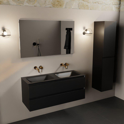 Mondiaz AIVY Ensemble de meuble - 120x45x50cm - 0 trous de robinet - 2 vasques Urban Solid surface - Gauche et droite - 2 tiroirs - avec miroir - MDF Urban