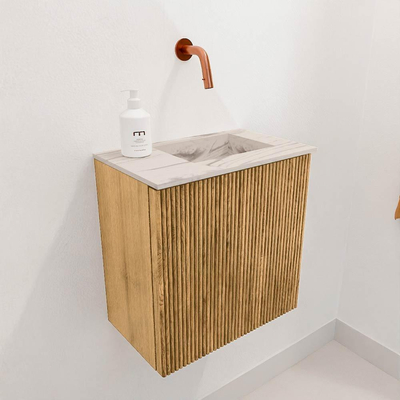 Mondiaz JOYA-DLUX Meuble de toilette 40cm - couleur Oak - Lavabo FAYE position Droite Sans trou de robinet couleur Nata