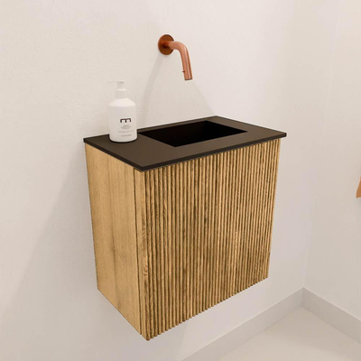Mondiaz JOYA 40cm toiletmeubel - kleur Oak - Wastafel FAYE positie Rechts Zonder kraangat kleur Urban.