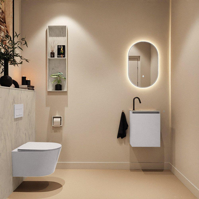 MONDIAZ TURE-DLUX Meuble toilette - 40cm - Cale - EDEN - vasque Opalo - position droite - 1 trou de robinet