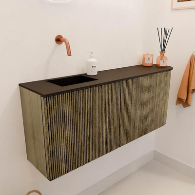 Mondiaz JOYA 101.6cm meuble de toilette - arrondi droit couleur Dusk - Lavabo FAYE position Gauche Sans trou de robinet couleur Urban.