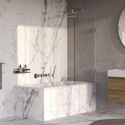 BRAUER Void Paroi de baignoire - 80x140 - verre transparent - incl. traitement anticalcaire - chromé