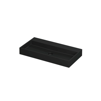 INK United wastafel - 90x45x11cm - 1 wasbak - 0 kraangaten - porselein Mat zwart