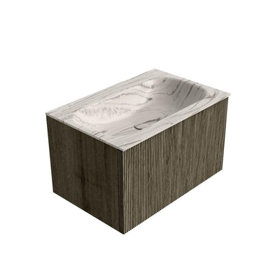 MONDIAZ KURVE-DLUX 70cm badmeubel kleur Shadow met 1 lade en 0 deuren. Wastafel BIG SMALL Midden zonder kraangat Nata.