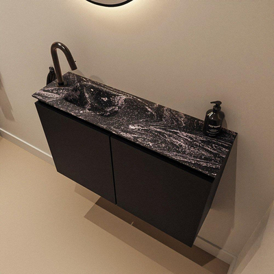 MONDIAZ TURE-DLUX Meuble toilette - 80cm - Urban - EDEN - vasque Lava - position gauche - 1 trou de robinet