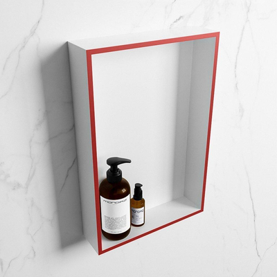 Mondiaz Easy nis 29.5x44.5x8cm voor Inbouw/opbouw 1 open vak Solid surface Talc/Fire