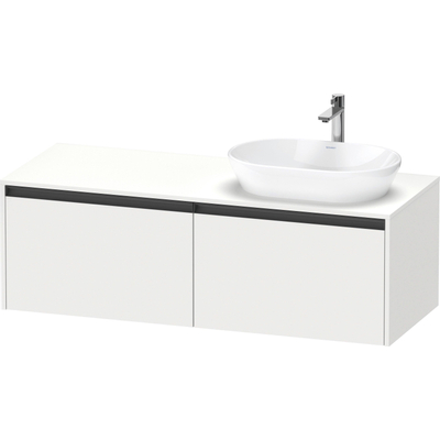 Duravit Ketho 2 meuble sous-lavabo avec plateau console avec 2 tiroirs pour vasque à droite 140x55x45.9cm avec poignées anthracite blanc mat