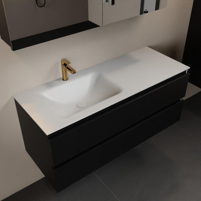 Mondiaz Aivy ensemble de meuble de salle de bains - 120x45x50cm - 1 trou de robinet - 1 vasque talc Solid surface - Gauche - 2 tiroirs - Avec armoire de toilette - MDF Urban
