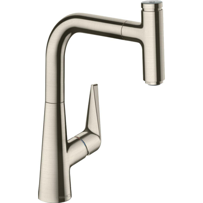 Hansgrohe Talis Select S robinet de cuisine 220 avec douchette extractible et bec pivotant à 150° aspect inox