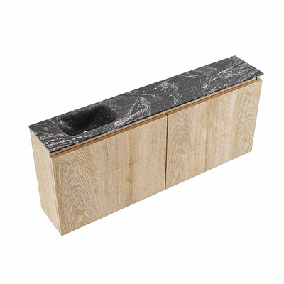 MONDIAZ TURE-DLUX Meuble WC 120 cm Washed Oak. Lavabo EDEN Lava position gauche. Sans trou de robinet.