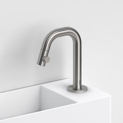 Clou Kaldur robinet de lavabo 2x15.9cm bec court à droite inox brossé