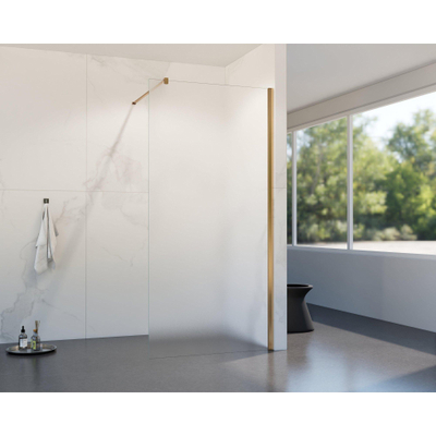 FugaFlow Eccelente Vetro Douche à l'italienne - 90x200cm - verre satiné - Cuivre brossé