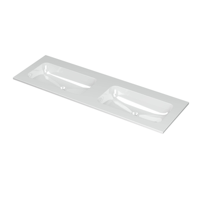Ink aspekt lavabo 140x1.5x45cm 0 trous pour robinet 2 éviers porcelaine blanc brillant