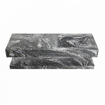MONDIAZ ALAN - DLUX Badkamermeubelset - 120cm - planchet - Lava - vrijhangende wastafel - wasbak rechts - 0 kraangaten - Lava