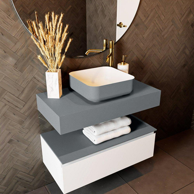 Mondiaz TOP 23 Vrijhangend Topblad - 80x23.5x12cm - geschikt voor waskom - Solid surface - Plata