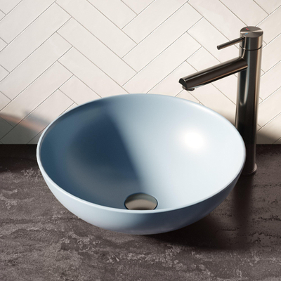 BRAUER Bowl waskom - 40x40cm - rond - keramiek - mat pastel blauw OUTLETSTORE