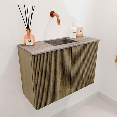 Mondiaz JOYA-DLUX 60cm toiletmeubel - kleur Dusk - Wastafel FAYE positie Midden Zonder kraangat kleur Oza.