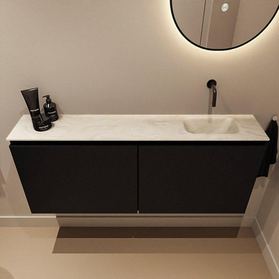 MONDIAZ TURE-DLUX Meuble toilette - 120cm - Urban - EDEN - vasque Ostra - position droite - sans trou de robinet