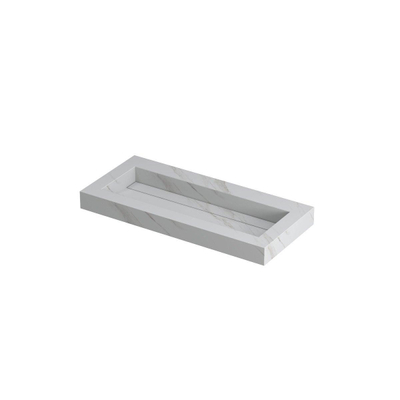 INK Pitch wastafel - 100x45x9cm - 1 wasbak - 0 kraangaten - drain keramiek Calacatta mat