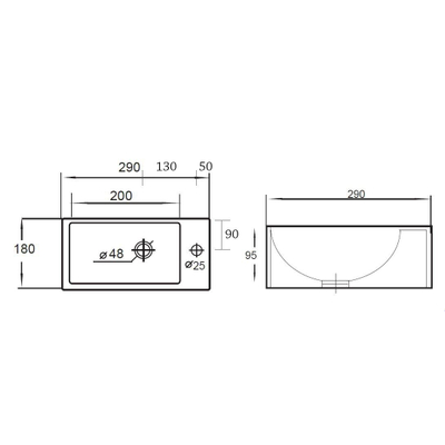 Best Design Wonder ensemble lave-mains 29x18x9.5cm 1 trou de robinet à droite avec robinet siphon et bonde céramique blanc