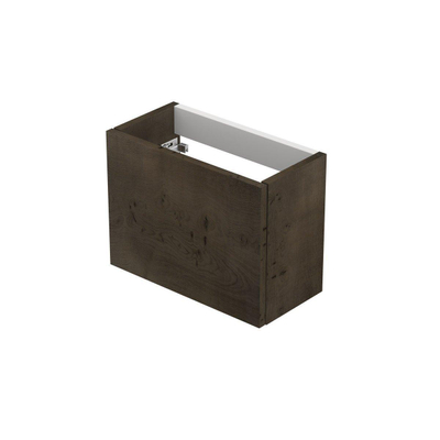 INK Versus Fontein 36x18x9cm wasbak links 1 kraangat Quartz beton Fineer Fonteinonderkast greeploos 1 deur MDF Fineer Charcoal SHOWROOMMODEL