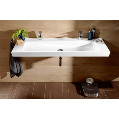 Villeroy et Boch Subway 2.0 Lavabo pour meuble 130x47cm avec 2 trous pour robinetterie et trop plein Ceramic+ Blanc