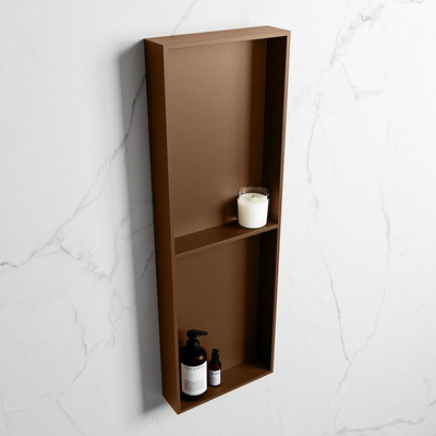 Mondiaz Easy nis 29.5x149.5x8cm voor Inbouw/opbouw 2 open vakken Solid surface Rust/Rust