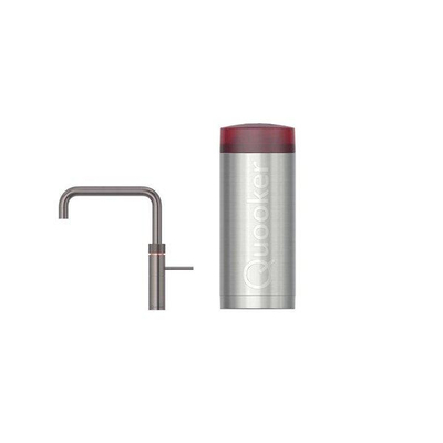 Quooker BE Fusion Square robinet d'eau bouillante - bec pivotant - Combi+ incl. réservoir Cube - Eau chaude / bouillante / gazeuse / filtrée - Gunmetal