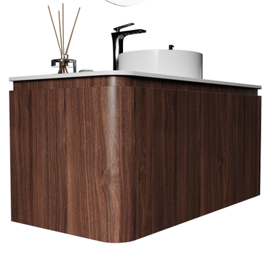 Saniclass Terra Badkamermeubelset - 100cm - 2 lades - afgeronde hoeken - topblad - kastanje (walnoot)