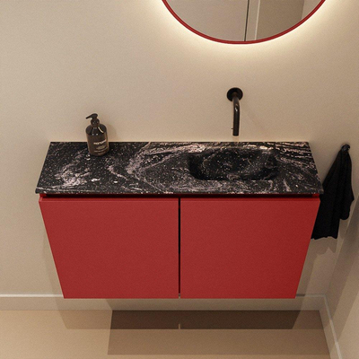 MONDIAZ TURE-DLUX Meuble WC 80cm Fire. EDEN lavabo Lava position droite. Sans trou de robinet.
