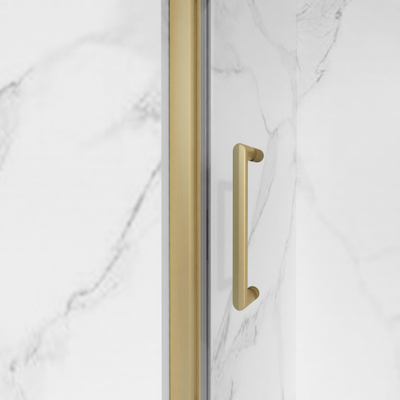 FugaFlow Eccelente Vetro Cabine de douche - 70x180x200 - Profil en verre de sécurité - anti-calcaire - Laiton brossé PVD (Or)