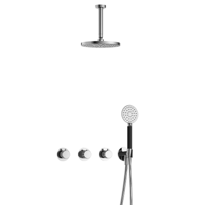 Hotbath Cobber X IBSX70 Regendoucheset inbouw - hoofddouche 20cm - plafondarm 15cm - handdouche rond 3 standen - Chroom