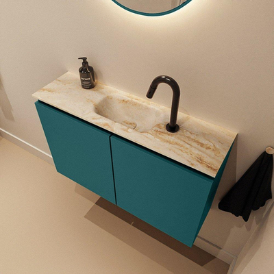 MONDIAZ TURE-DLUX Meuble toilette - 80cm - Smag - EDEN - vasque Frappe - position centrale - 1 trou de robinet