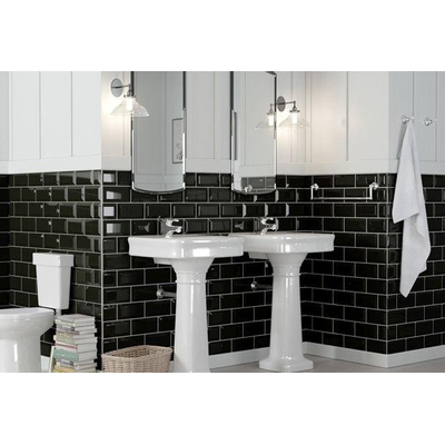 Terravito Gireno wandtegel - 10x20cm - 7mm - Rechthoek - Zwart glans