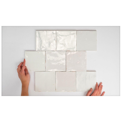 Vtwonen Craft wandtegel - 12x12cm - 12mm - vierkant - friese witjes - glans egg wit