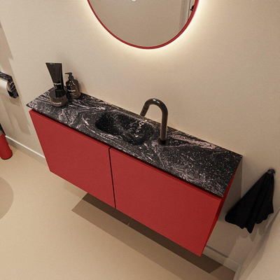MONDIAZ TURE-DLUX 100cm toiletmeubel Fire. EDEN wastafel Lava positie midden. Met 1 kraangat.