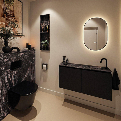 MONDIAZ TURE-DLUX 100cm toiletmeubel Urban. EDEN wastafel Lava positie rechts. Met 1 kraangat.
