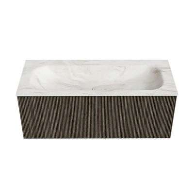 Mondiaz KURVE-DLUX Badkamermeubelset - 110x46x40cm - 1 lade - wastafel solid surface - midden - zonder kraangat - Shadow
