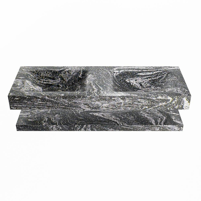 MONDIAZ ALAN - DLUX Badkamermeubelset - 130cm - planchet - Lava - vrijhangende wastafel - 2 wasbakken - 2 kraangaten - Lava