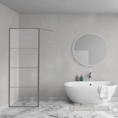 Aqua Vista Triple Paroi latérale - 100x200 cm - incl. barre murale - verre transparent - Gunmetal (anthracite)