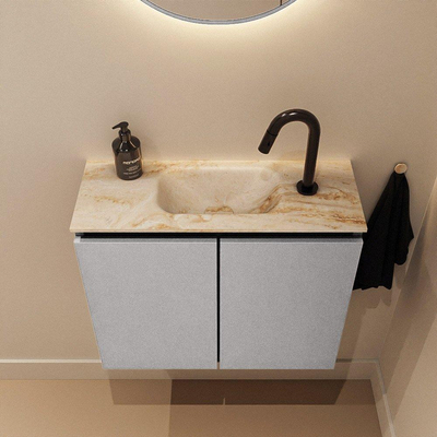 MONDIAZ TURE-DLUX 60cm toiletmeubel Plata. EDEN wastafel Frappe positie midden. Met 1 kraangat.