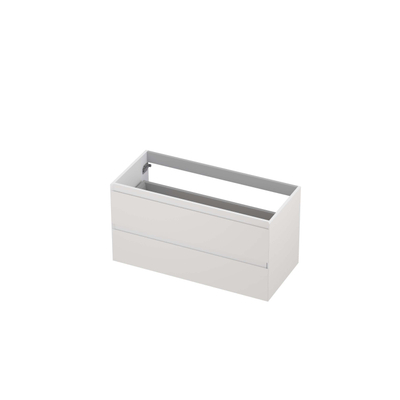 INK Wastafelonderkast - 100x45x52cm - 2 lades - greeploos - MDF lak - Hoogglans wit
