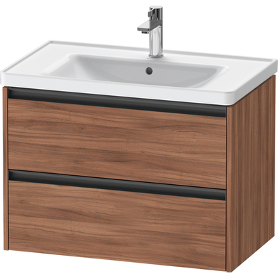 Duravit Ketho.2 Wastafelonderbouwkast - met 2 laden - 78.4x45.5x54.9cm - met grepen antraciet - noten mat
