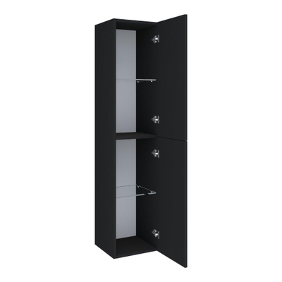 BRAUER Trust armoire de salle de bains - 160x35x35cm - sans poignées rapportées avec 2 portes ouvrant à gauche ou à droite noir mat