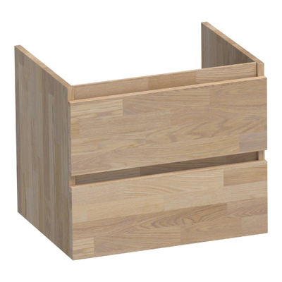 BRAUER Joy meuble sous-lavabo 60 2 tiroirs softclose - sans poignée - 1 découpe pour siphon - chêne massif - abouté chêne gris