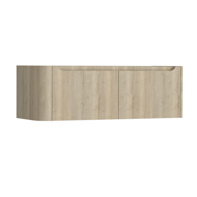 H&R Badmeubelen Juice Meuble sous lavabo - 120x45x40cm - angle gauche arrondi - 2 tiroirs - poignée intégrée - Chêne français