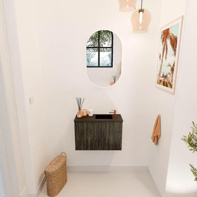 Mondiaz JOYA 60cm toiletmeubel - kleur Shadow - Wastafel FAYE positie Rechts 1 kraangat kleur Urban.