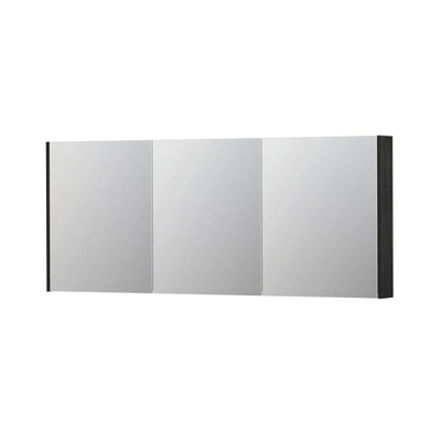 INK SPK2 spiegelkast – 180x74x14 cm – 3 deuren, dubbelzijdige spiegeldeuren – Houtskool eiken