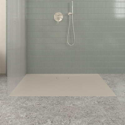 Villeroy & Boch Ecora douchebak - 120x80x3.5cm - afvoer lange zijde - almond (beige)